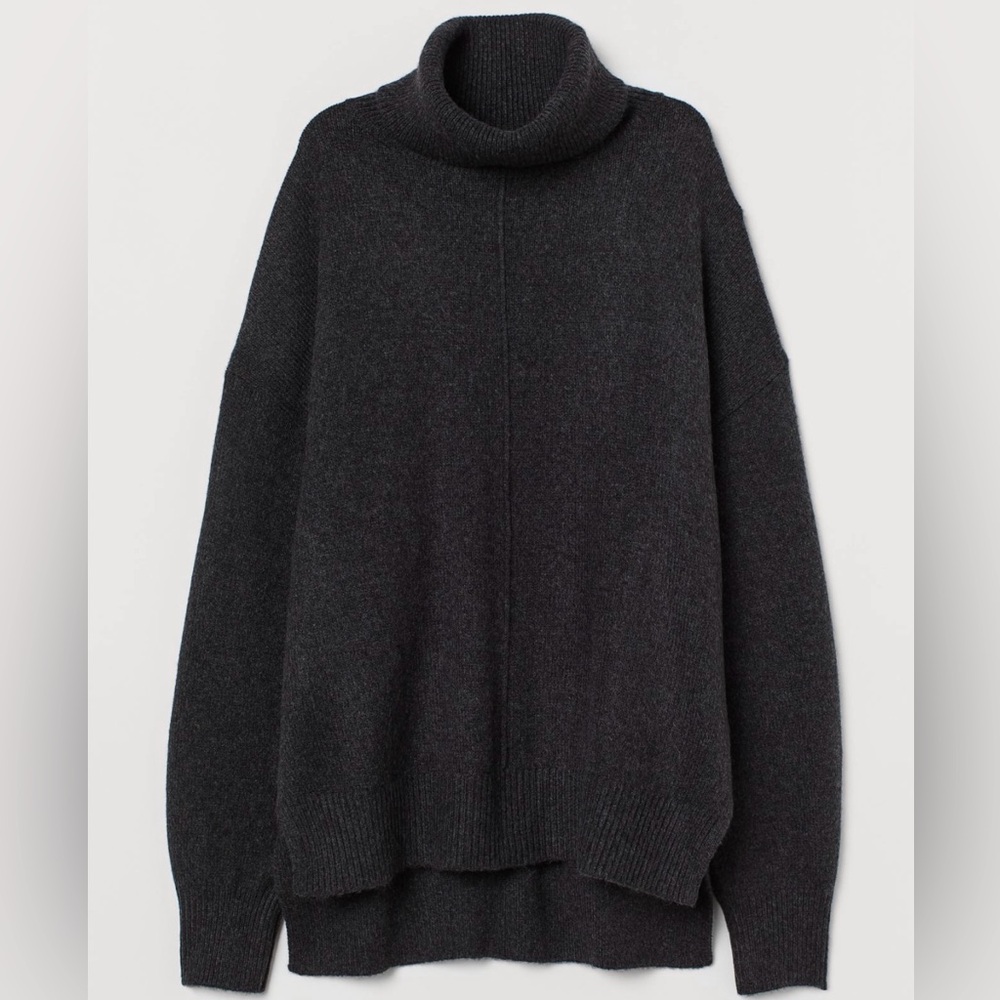 H&M Knit Turtleneck Sweater Dark Grey XSmall